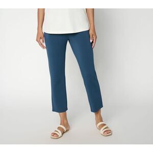 Belle by Kim Gravel Women's Petite Pants PL ScubaLuxe Pocket Crop Blue